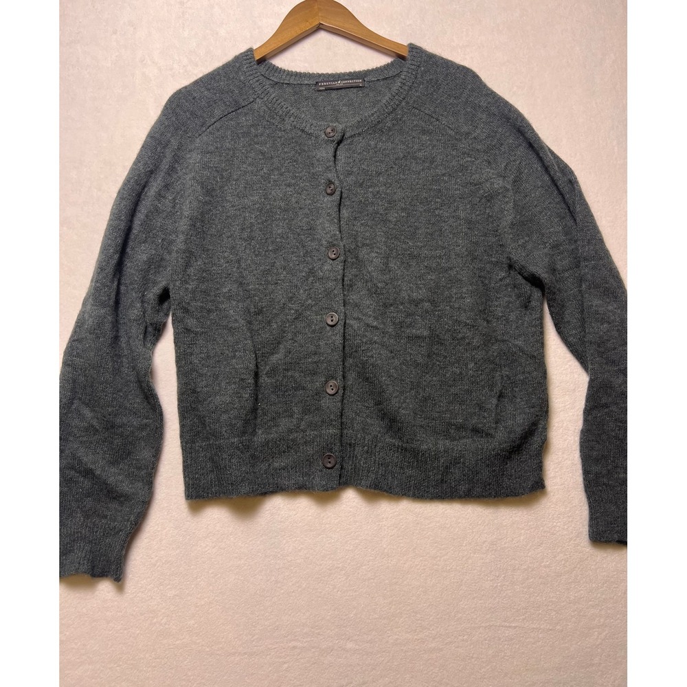 Peruvian Connection XL Cardigan Sweater Luxury Alpaca Cotton Gray Button Front